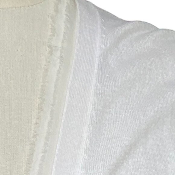 Tommy Bahama Open Front Cardigan Sz M Silk Fringe Trim Coastal Neutral Basic - Picture 3 of 11